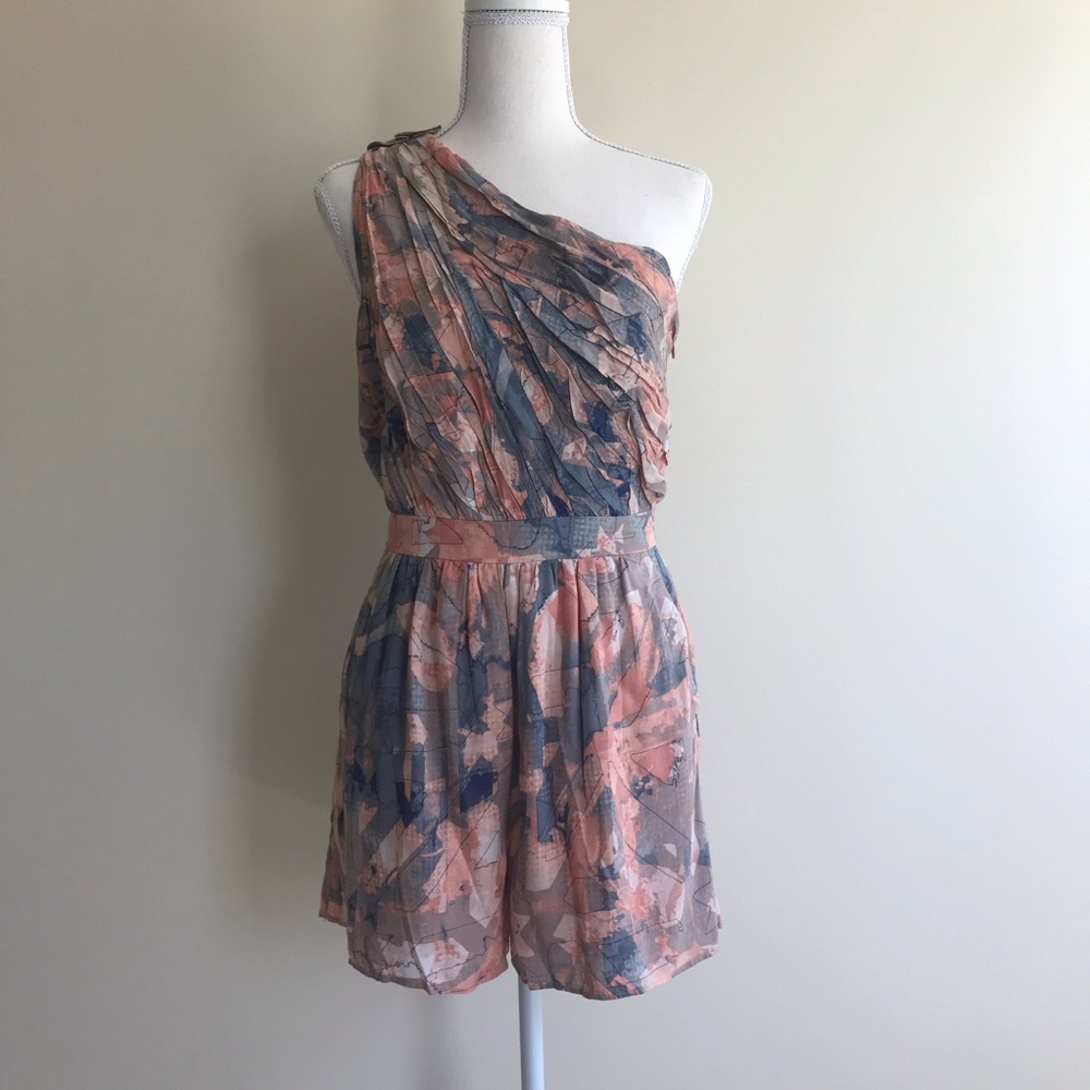 BCBG Generation Peach/Grey Shorts Romper 4